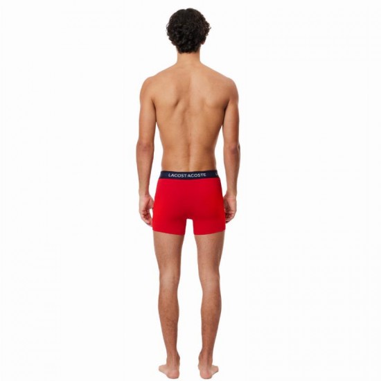 Boxers Lacoste Azul Marino Blanco Rojo 3 Unidades