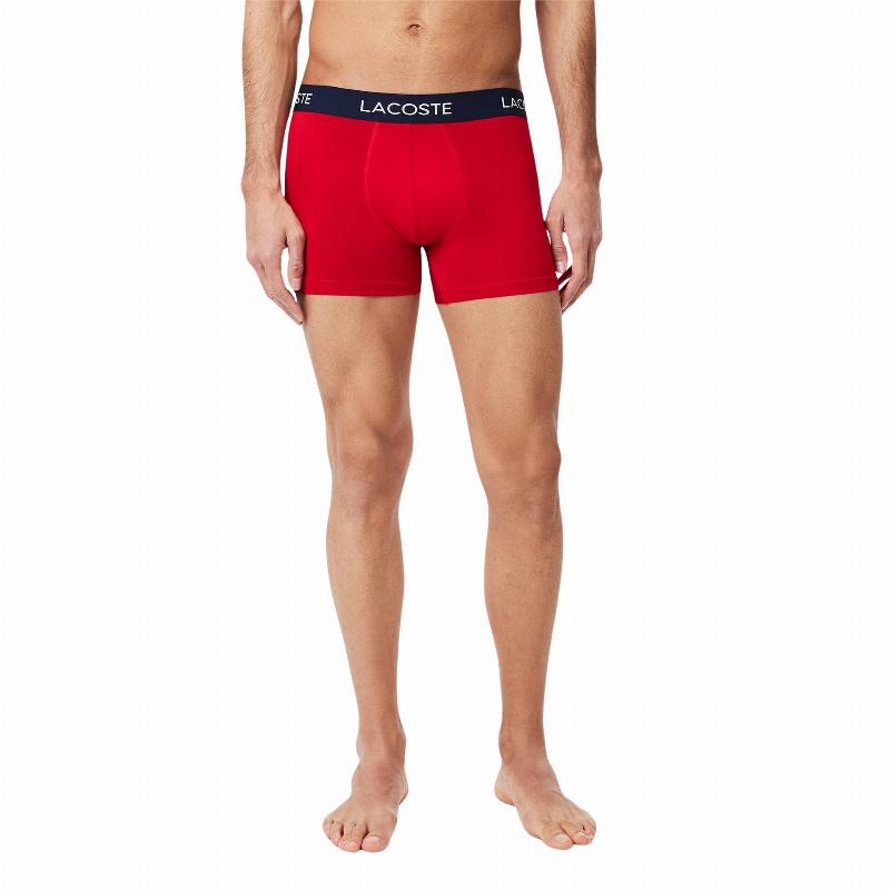 Lacoste Pique Navy Blue White Red Boxers 3 Units