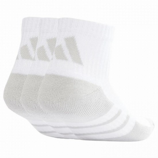 Calcetines Adidas Essentials Cushioned Quarter Blanco Gris 3 Pares