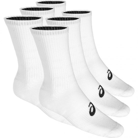 Asics Crew Chaussettes Blanches 6 Paires