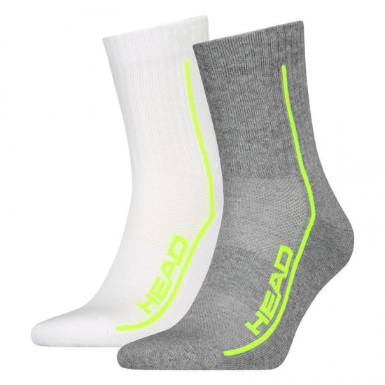 Calcetines Head Performance Short Crew Blanco Gris Lima 2 Pecas