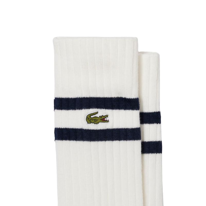 Meias Lacoste High Cut Navy Branco 2 Pares