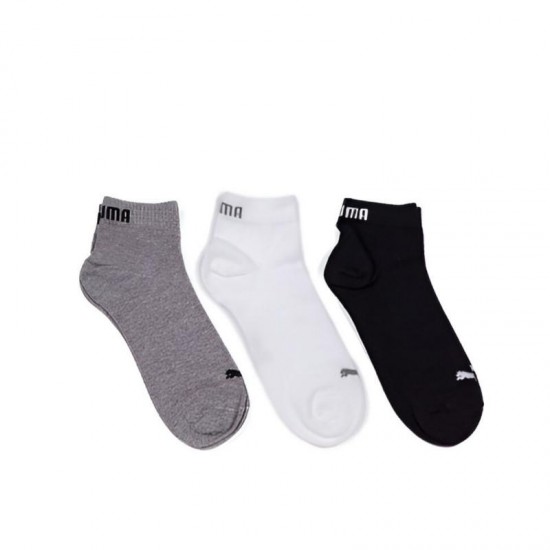Puma Quarter Socks Noir Blanc Gris 3 paires