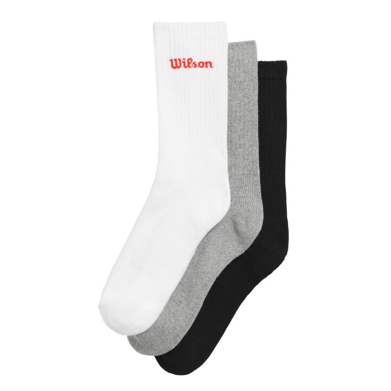 Meias Wilson Crew Branco Cinza Preto 3 Pares