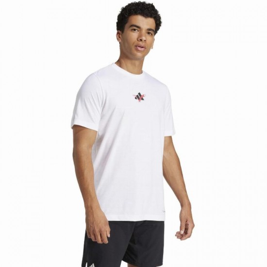 Camiseta Adidas Tennis Happy 3 Balls Graphic Blanco