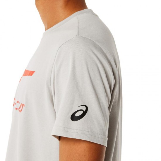 Camiseta Algodon Asics Tiger Gris Cherry Tomato