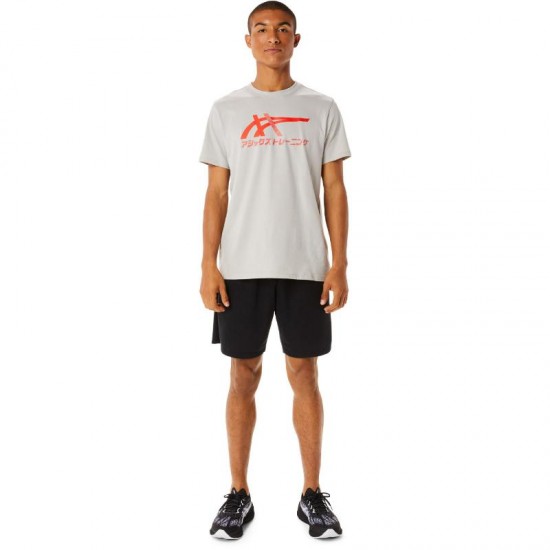 Coton Asics Tiger Grey Cherry Tomato T-Shirt