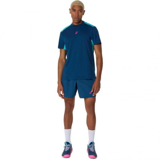 Camiseta Asics Padel Court SS Top Azul Mako