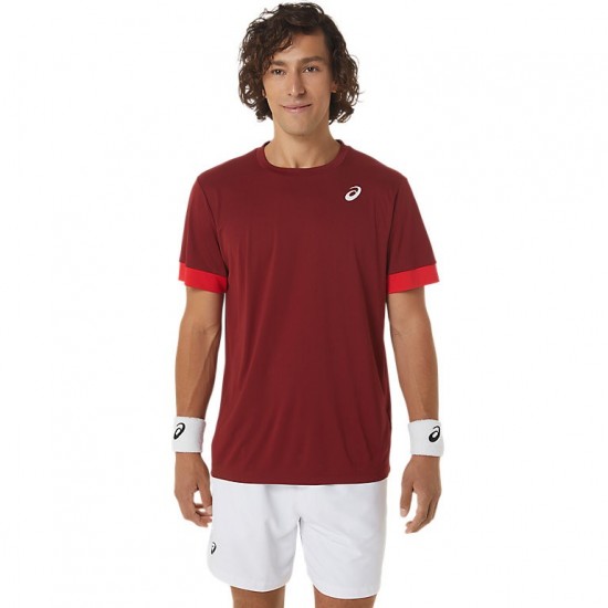 Camiseta Asics Tribunal SS Top Burdeos Rojo