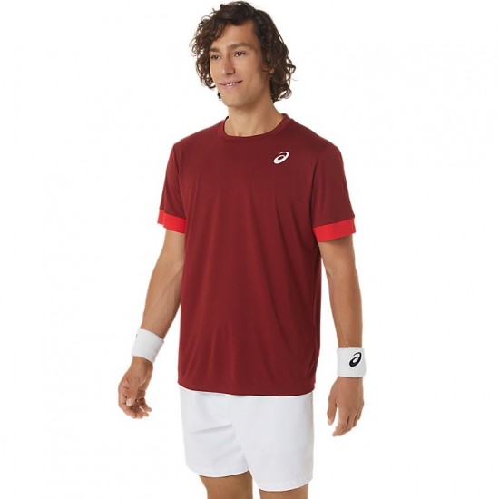 Camiseta Asics Tribunal SS Top Burdeos Rojo