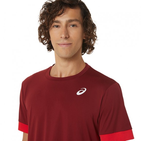 Camiseta Asics Tribunal SS Top Burdeos Rojo