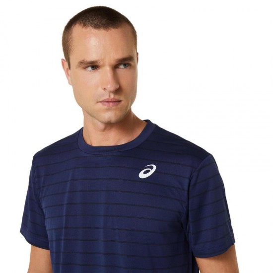 T-shirt Asics Court Stripe Marine Noir