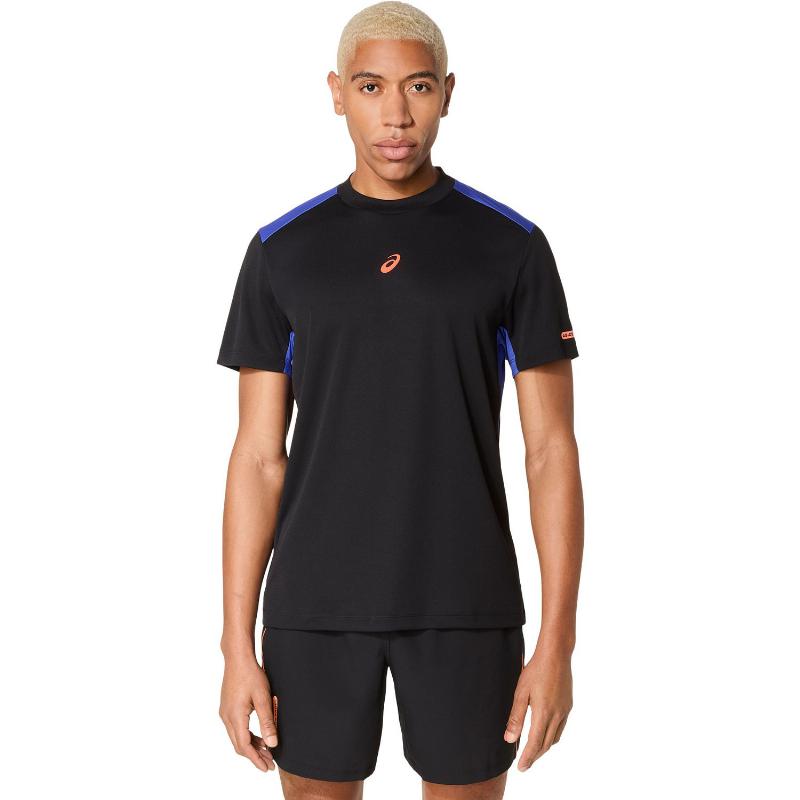 Camiseta Asics Padel Court SS Top Negro Azul Cobalto