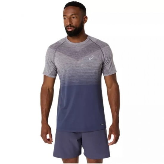 Camiseta Asics Seamless SS Top Gris Lavanda Azul Indigo