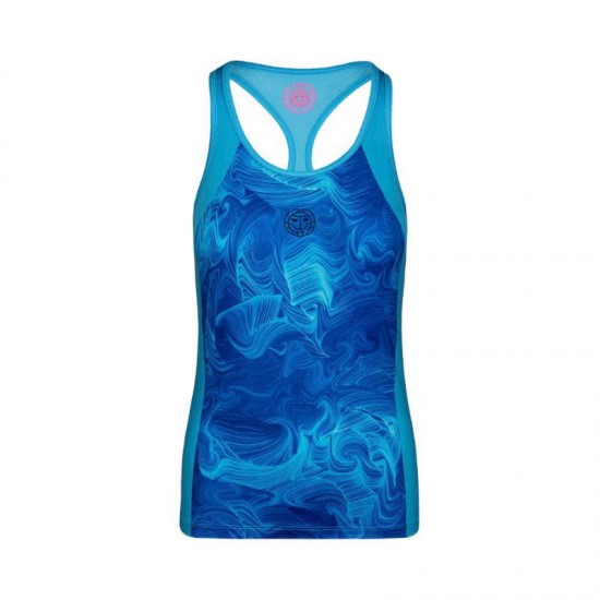 Camiseta pádel mujer rosa y azul oscuro Bidi Badu Fleur Tech Tank