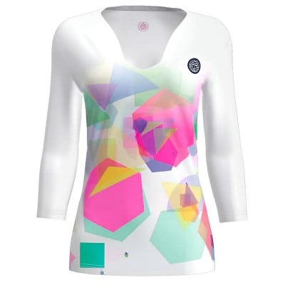 Bidi Badu Kaleido Col V Blanc Mix T-Shirt Femme