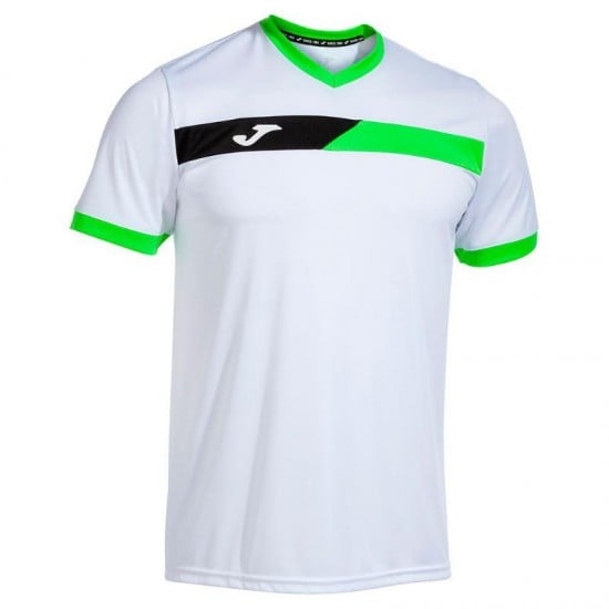 Joma Court T-Shirt Bianco Verde Flu Nero
