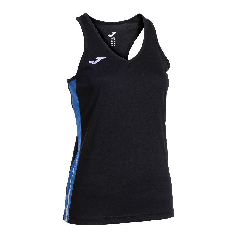 Camiseta Joma Olimpida Preta Azul Royal para Mulheres