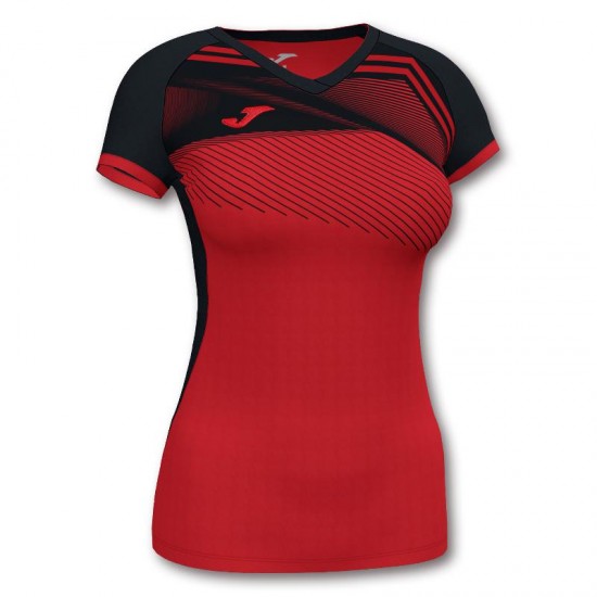 Camiseta Joma Supernova II Rojo Negro Mujer