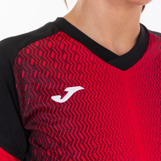 Camiseta Joma Supernova Negro Rojo Mujer