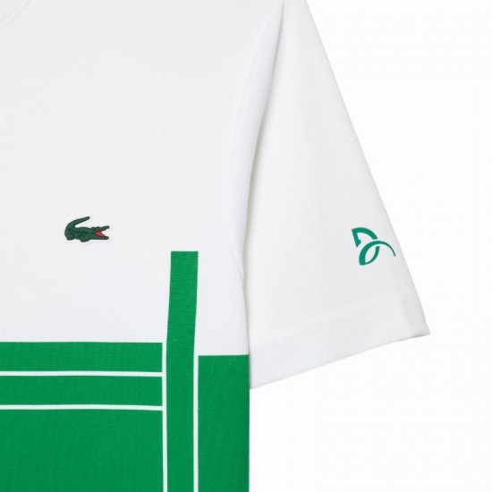 Lacoste Novak Djokovic Ultra Dry White Green T-Shirt