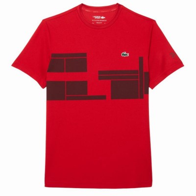 Camiseta Lacoste Novak Djokovic Ultra Dry Rojo Burdeos