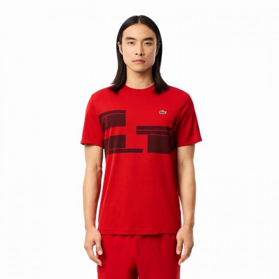 Camiseta Lacoste Novak Djokovic Ultra Dry Vermelho Borgonha