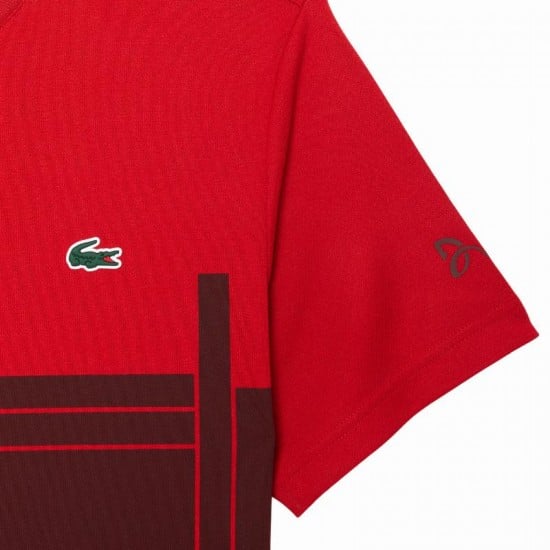 Camiseta Lacoste Novak Djokovic Ultra Dry Vermelho Borgonha