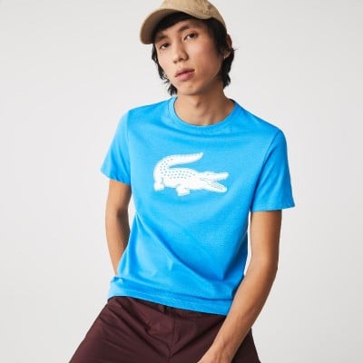 T-shirt Lacoste Sport Coccodrillo 3D Blu Bianco