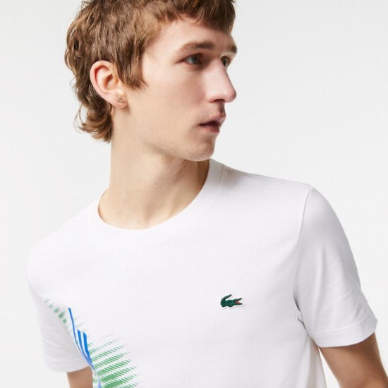 T-shirt Lacoste Sport Brand Contraste Branco