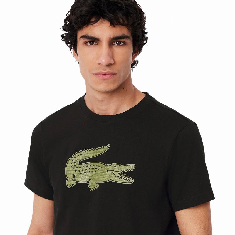 Camiseta Lacoste Sport Preta Caqui