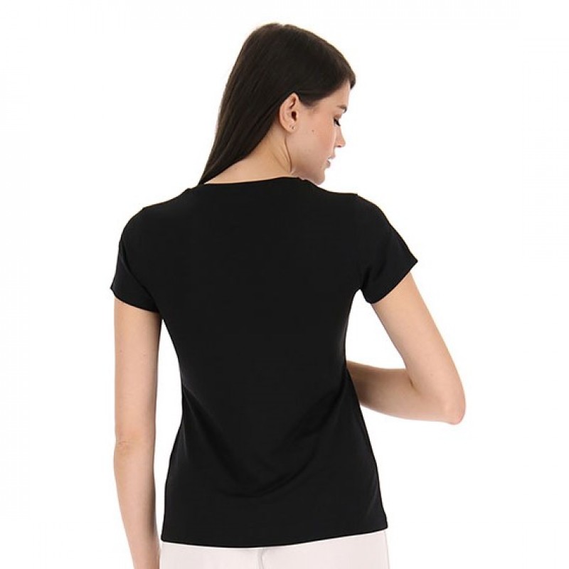 Camiseta Manga Corta Lotto MSP Negro Mujer