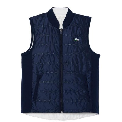 Gilet femme Lacoste Slim Fit bleu marine blanc