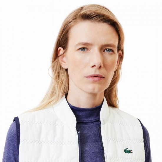 Lacoste Slim Fit Blu Navy Bianco Gilet Donna