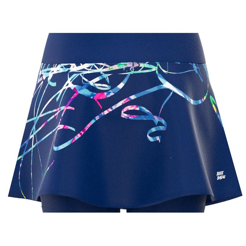 Falda Bidi Badu Decora??o Estampada Ondulada Azul Oscuro