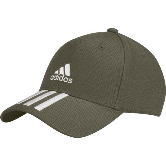 Cappellino Adidas BaseBall 3 Strisce Verde Oliva Bianco