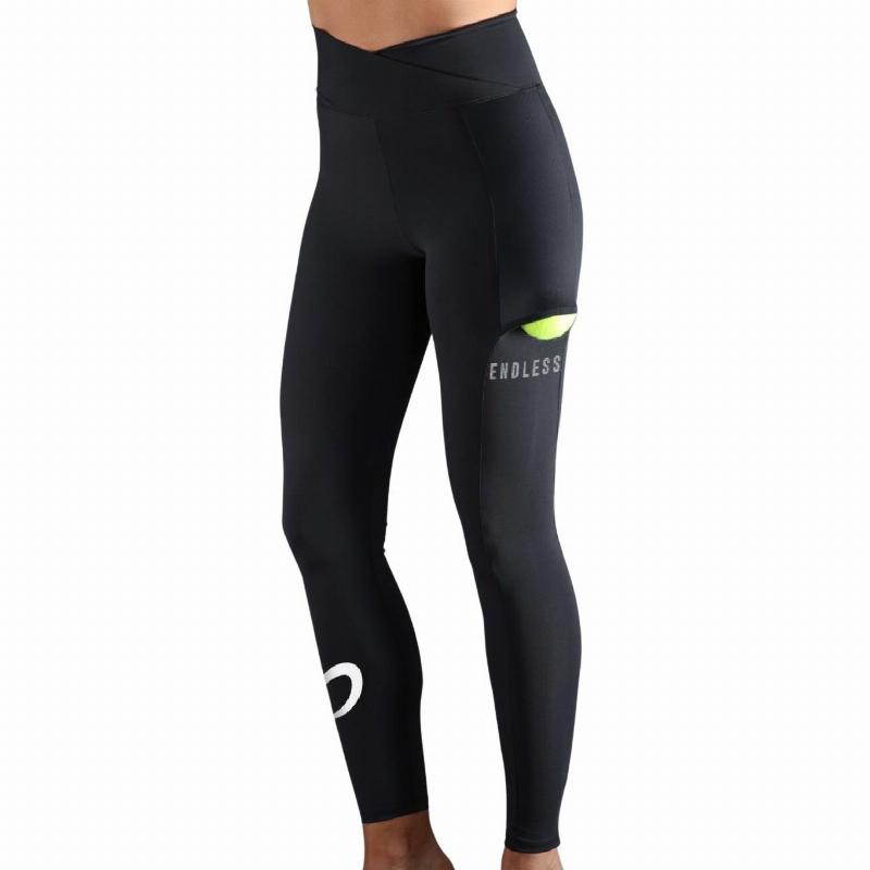 Endless Cross Pocket Nero Bianco Leggings