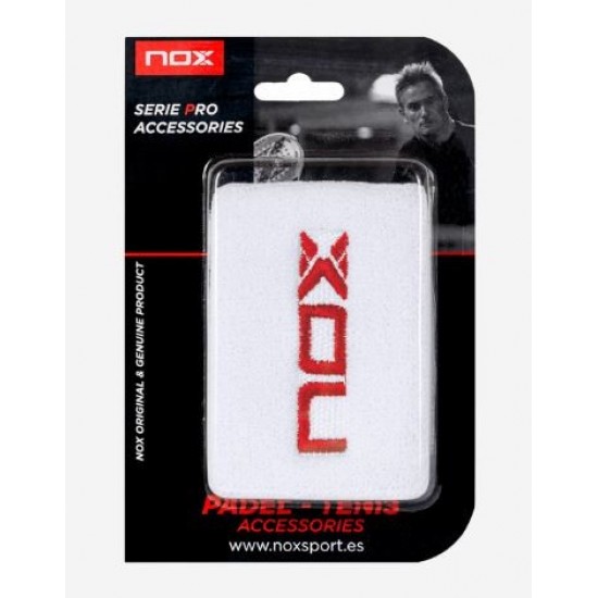 Munequeras Nox White Logo Red 2 Units