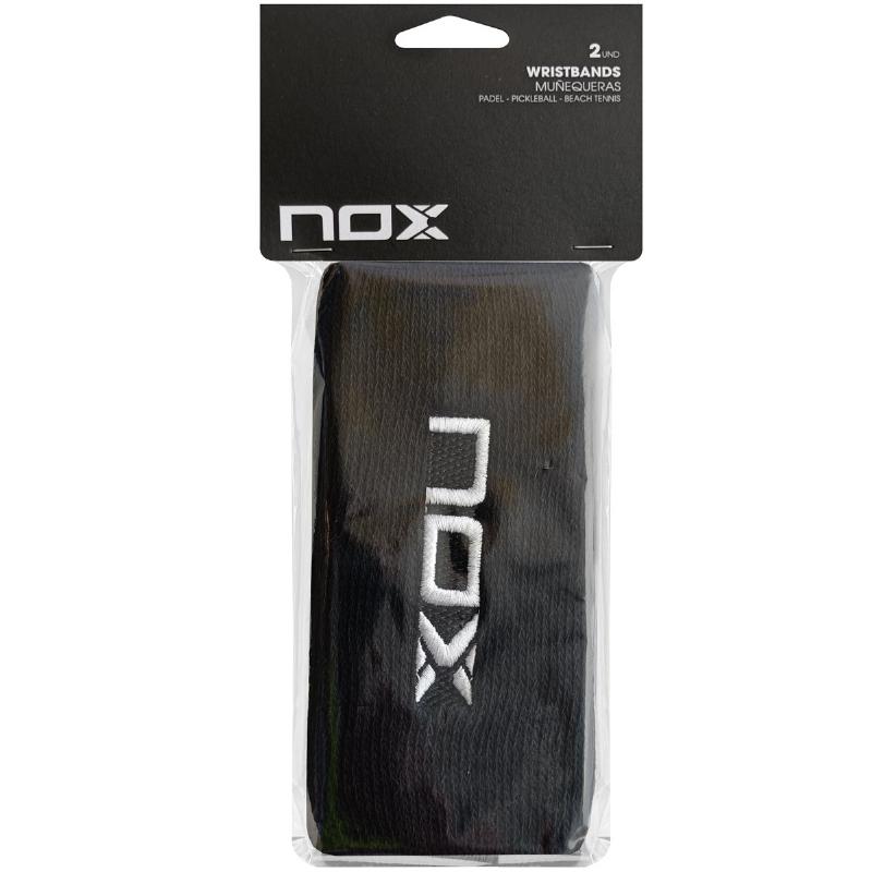 Munequeras Nox Long Preto Logo Branco 2 Unidades