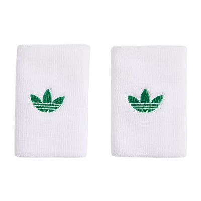Muñequeras Adidas Original Largas Blanco Verde 2 Unidades