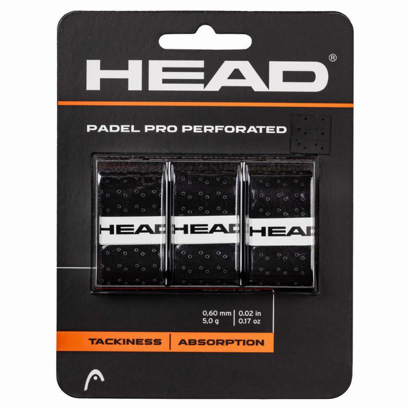 Overgrips Head Padel Pro Perfurado Preto 3 Unidades