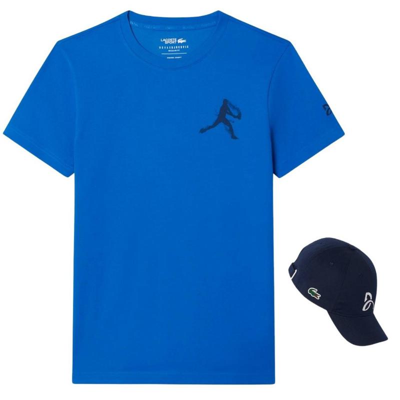 Pack Lacoste Novak Djokovic T-shirt blu e cappellino blu navy
