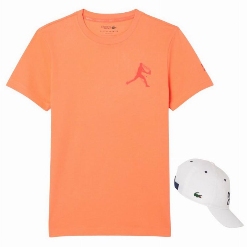 Pack Lacoste Novak Djokovic Orange T-Shirt and White Cap