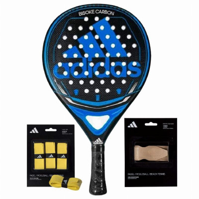 Pacote de Raquete Adidas Bisoke Carbon Blue com Overgrips e Protetor
