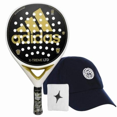 Adidas X-Treme White Gold Racket with Cap and Wristband