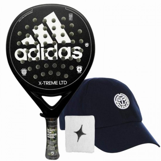 Pack Pala Adidas X-Treme Negro Blanco con Gorra y Munequera