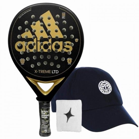 Pack Raquete Adidas X-Treme Black Gold com Bone e Pulseira