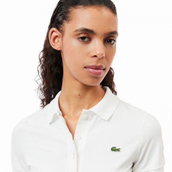 Polo Lacoste Pique Blanc Femme