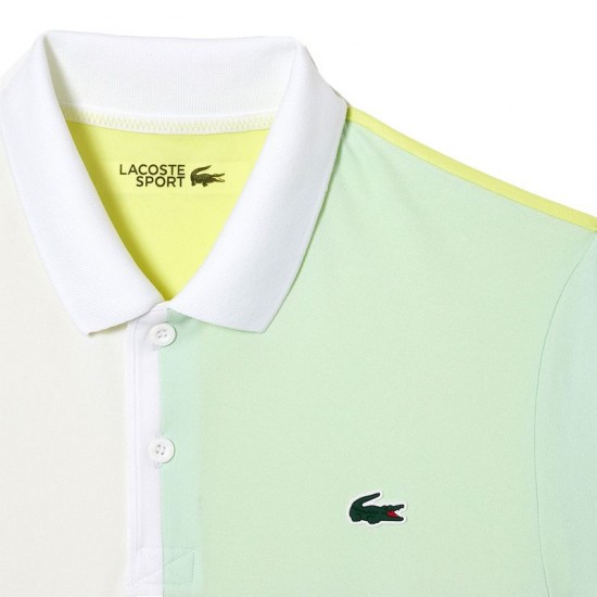 Polo Lacoste Regular Fit Recycled Bianco Verde