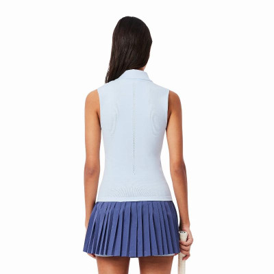 Polo Lacoste Apertado Ajuste Azul Claro Mujer